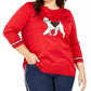 Tommy Hilfiger Women's Plus Knit Dog Graphic Sweater Medium Red Size 1X