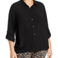 Michael Kors Women's Plus Swiss Dot Button-Down Top Black Size 2 Extra Large
