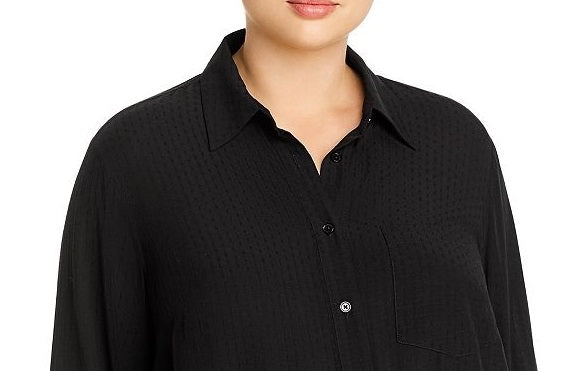 Michael Kors Women's Plus Swiss Dot Button-Down Top Black Size 2 Extra Large