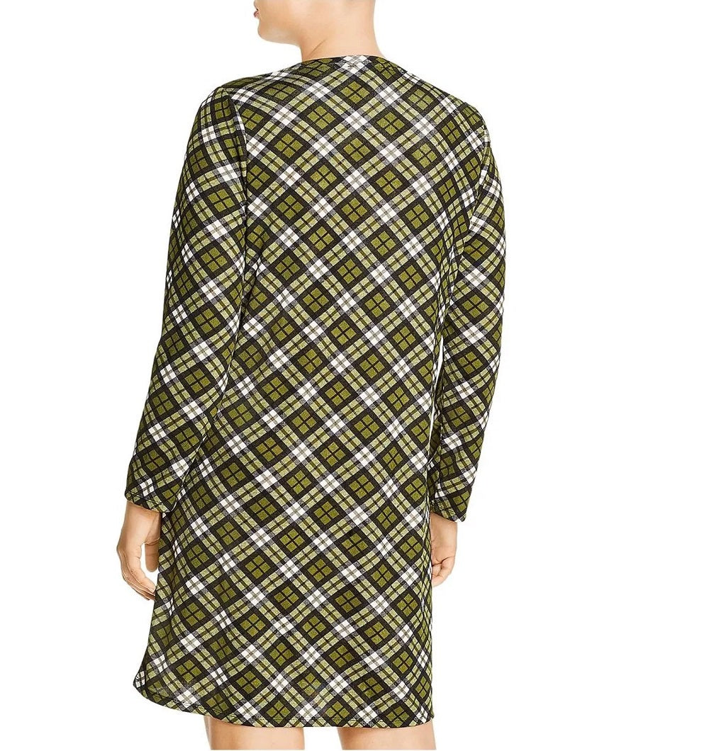 Michael Kors Women's Plus Plaid Long Sleeve Shift Dress Green Size 2X