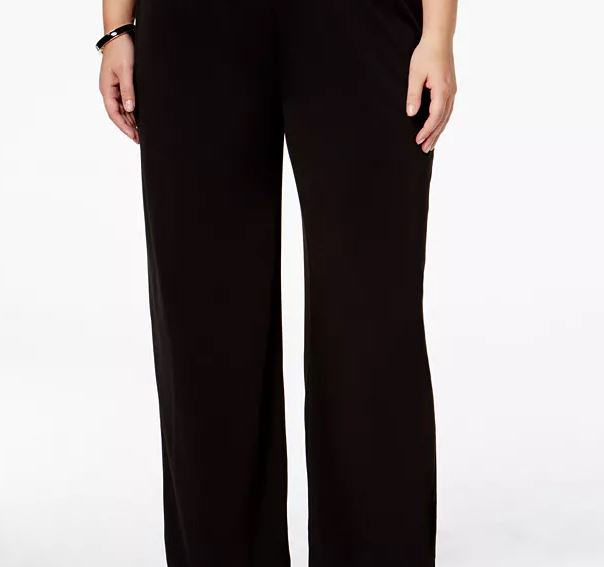 NY Collection Women's Plus Pull On Wide Leg Pants Black Size 2X