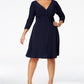 NY Collection Women's Plus Size Ruched A-Line Dress Navy Size 2 Extra Large