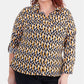 NY Collection Women's Plus Size Printed Utility Shirt Dark Yellow Size 1X
