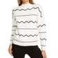 Lost + Wander Women's Zig-Zag Pullover Mockneck Sweater White Size Medium
