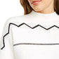 Lost + Wander Women's Zig-Zag Pullover Mockneck Sweater White Size Medium