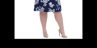 Tommy Hilfiger Women's Plus Size Floral-Print Grommet-Sleeve Dress Blue Size 14W