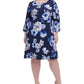 Tommy Hilfiger Women's Plus Size Floral-Print Grommet-Sleeve Dress Blue Size 22W