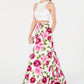 B Darlin Juniors' 2-Pc. Lace Floral-Print Gown Pink Size 0