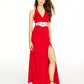 Speechless Juniors' Embellished Halter Gown Red Size 1