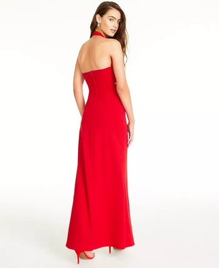 Speechless Juniors' Embellished Halter Gown Red Size 1
