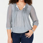 Tommy Hilfiger Women's Plus Size Dot-Print Pintucked Top Bright Green Size 1X