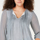 Tommy Hilfiger Women's Plus Size Dot-Print Pintucked Top  Bright Green Size 2X