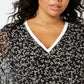 Tommy Hilfiger Women's Floral Bell Sleeve V Neck Top Black Size 3X
