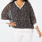 Tommy Hilfiger Women's Plus Size Printed Chiffon Top Charcoal Size 1X