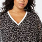 Tommy Hilfiger Women's Plus Size Printed Chiffon Top Charcoal Size 1X