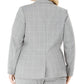 Calvin Klein Women's Plus Size Windowpane Print Single Button Blazer Gray 24W