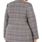 Calvin Klein Women's Plus Size Plaid Collarless Blazer Brown Size 14W
