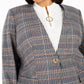 Calvin Klein Women's Plus Size Plaid Collarless Blazer Brown Size 14W