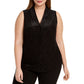 Calvin Klein Women's Plus Size Leopard-Print Top Black Size XX-Large