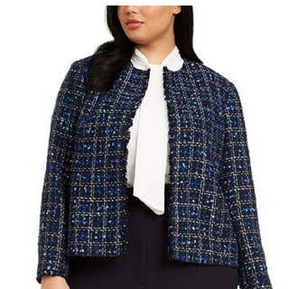 Calvin Klein Plus Size Tweed Jacket  Blue size 22