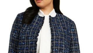 Calvin Klein Women's Plus Size Tweed Jacket Blue Size 16W