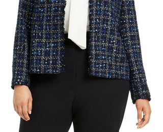 Calvin Klein Women's Plus Size Tweed Jacket Blue Size 16W
