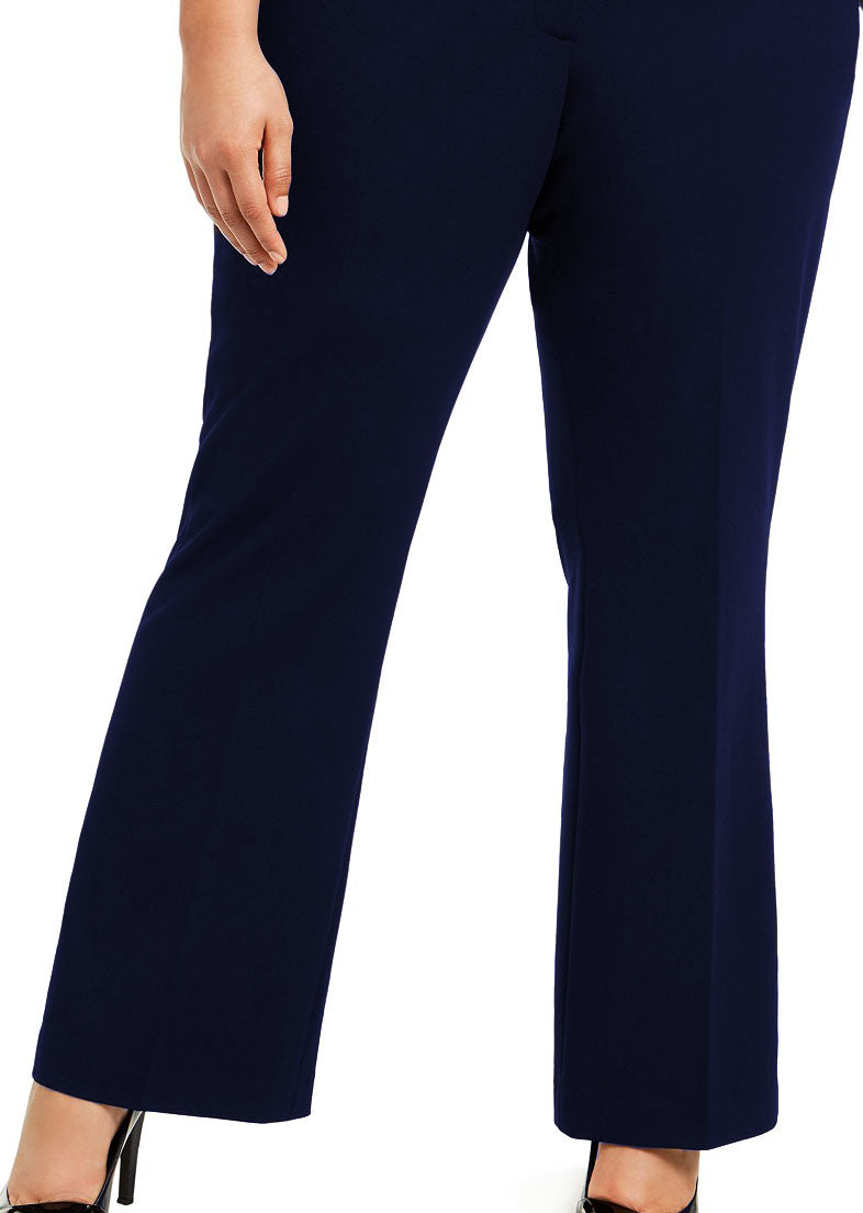 Calvin Klein Women's Plus Size Button-Detail Dress Pants Blue Size 18