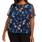Calvin Klein Women's Plus Size Embroidered Floral Top Black Size 1X