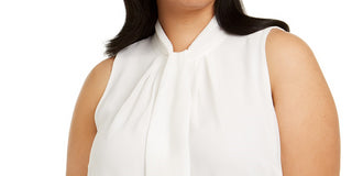 Calvin Klein Women's Plus Size Ruffle-Front Blouse White Size 3X