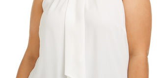 Calvin Klein Women's Plus Size Ruffle-Front Blouse White Size 3X