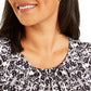 Calvin Klein Women's  Sleeveless Printed Pleat Neck Top Black Size 2X