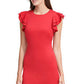 Tommy Hilfiger Women's Plus Size Sheath Flutter Sleeve Dress  Red Size 22