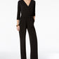 NY Collection Women's Petite Belted Jumpsuit Black Size Medium