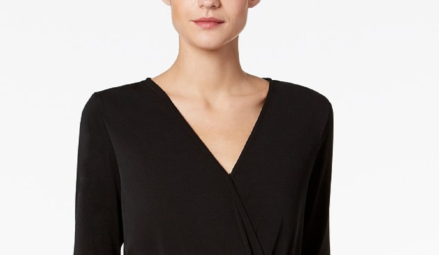 NY Collection Women's Petite Belted Jumpsuit Black Size Medium