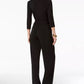 NY Collection Women's Petite Belted Jumpsuit Black Size X-Small
