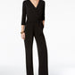 Ny Collection Women's Petite Belted Jumpsuit Black Size Petite Large