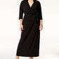 Ny Collection Women's Plus Size Faux-Wrap Maxi Dress Black Size 1X