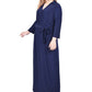 NY Collection Women's Plus Faux Wrap Maxi Dress Navy Size 1X