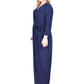 NY Collection Women's Plus Faux Wrap Maxi Dress Navy Size 1X