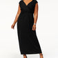 NY  Women's Collection Plus Size Ruched Empire Maxi Dress Black Size 2 Extra Large