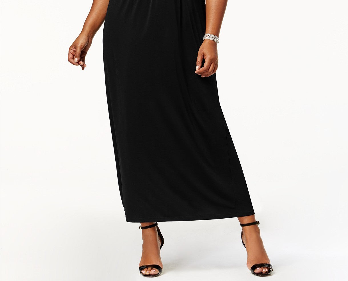 NY Women's Collection Plus Size Ruched Empire Maxi Dress Black Size 2 Extra Large
