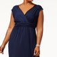 NY  Collection Women's Plus Size Ruched Empire Maxi Dress Blue Size 2 Extra Large