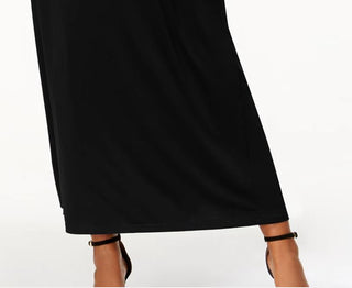 NY Collection Women's Plus Ruched Empire Maxi Dress Black Size 1X