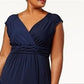 NY Collection Women's Plus Ruched Empire Maxi Dress Black Size 3X