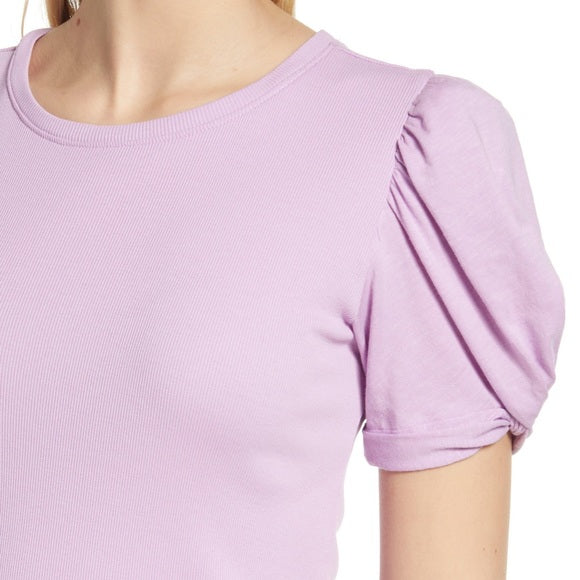 1.State Women's Pullover Top Ribbed Crewneck Violet Size M