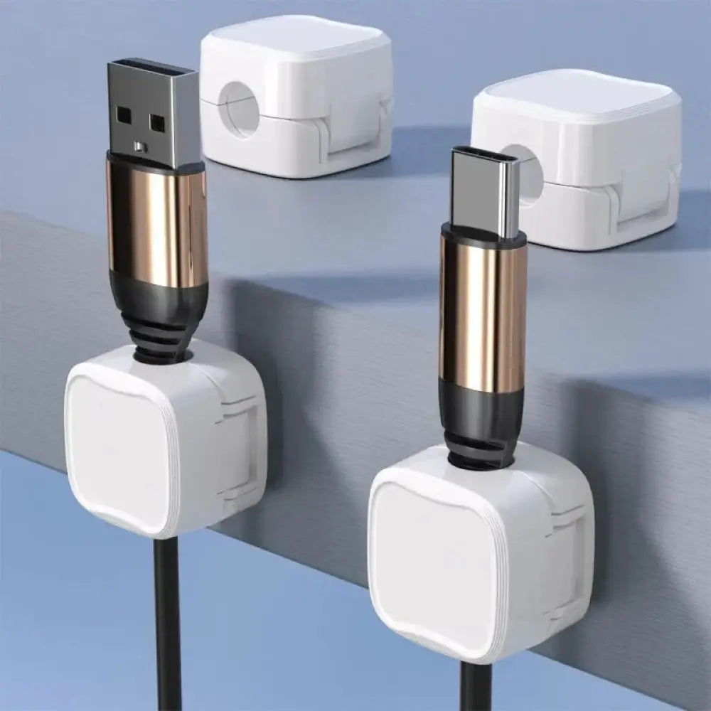 Magnetic Square Under Desk Cable Organizer and Cord Clip