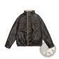 Maillard Leather Bomber Jacket with Shearling Lining