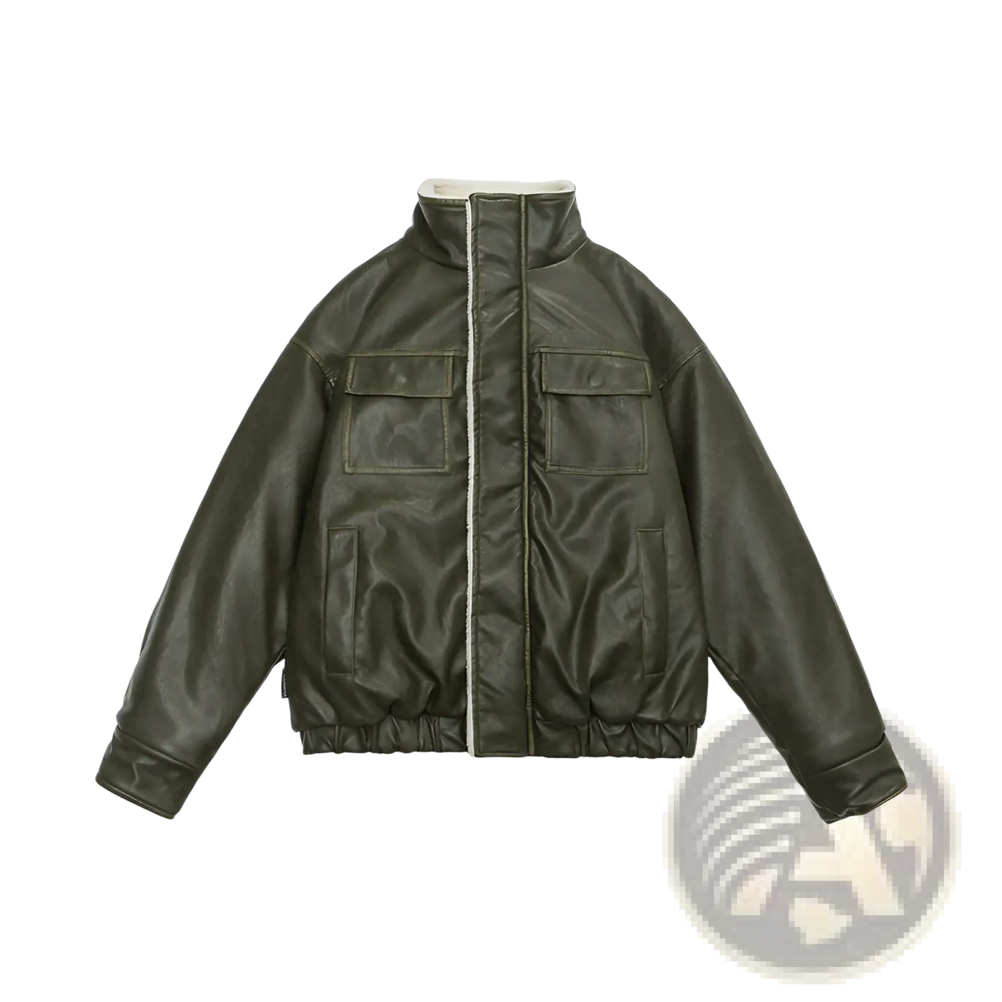 Maillard Leather Bomber Jacket with Shearling Lining