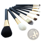 Makeup Brush Set 10 Piece Gold and Black with Case