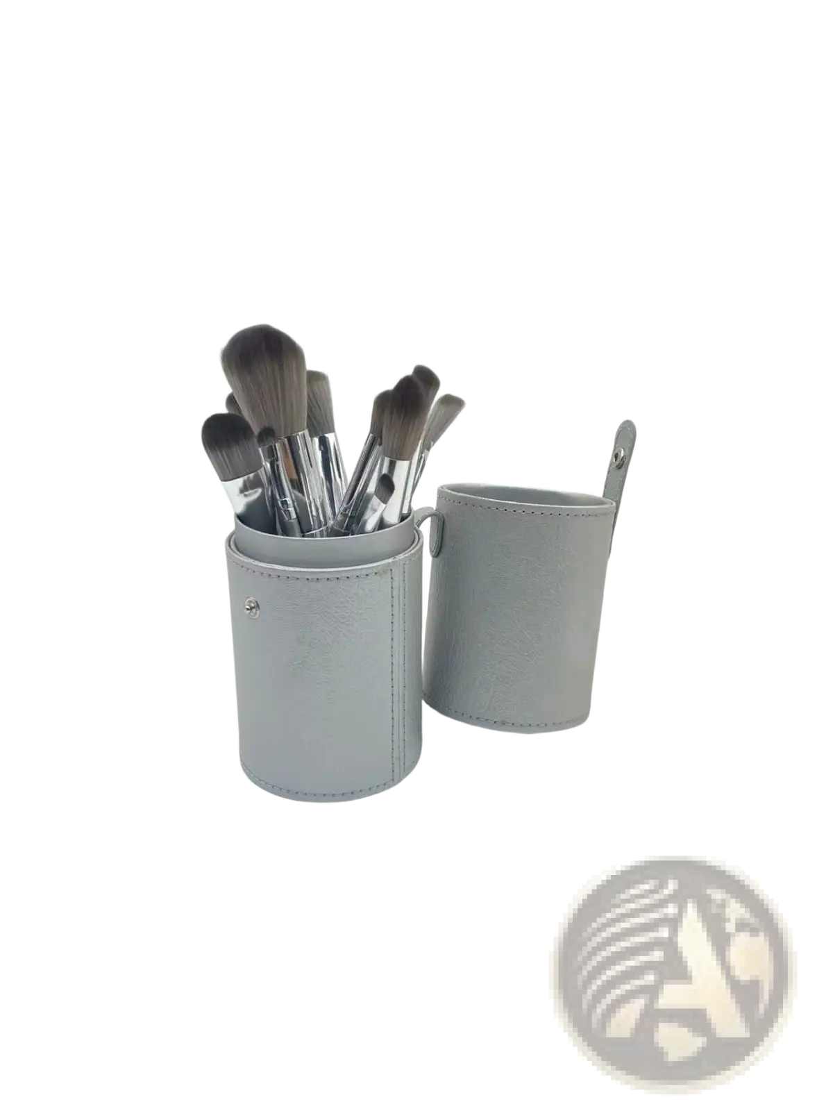 Makeup Brush Set with 15 Silver Pieces and Case
